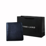 PINK·LAND Top Grain Cow Leather Card Holder, Wallet Small Women"s Burgundy/Black/Army Green/Gray/Taro Purple