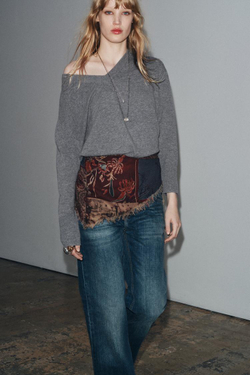 ZARA БАНДАНА С ПРИНТОМ, БАКЛАЖАННЫЙ