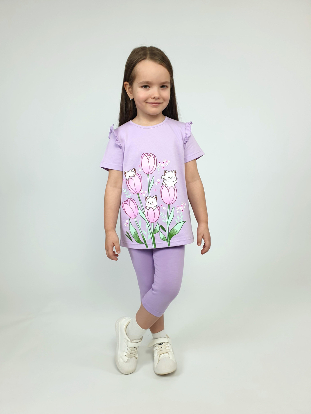 02-154-2 Комплект для девочки (футболка+ бриджи)