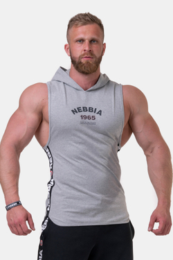 Мужская майка c капюшоном Nebbia Legend-approved hoodie tank top 191 Light grey