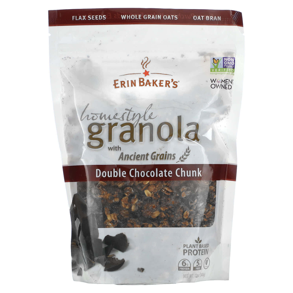 Erin Baker's, Homestyle Granola с древними зернами, двойные кусочки шоколада, 340 г (12 унций)