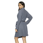 Классический халат свободного кроя под пояс (Размер: M) (Цвет: синий)