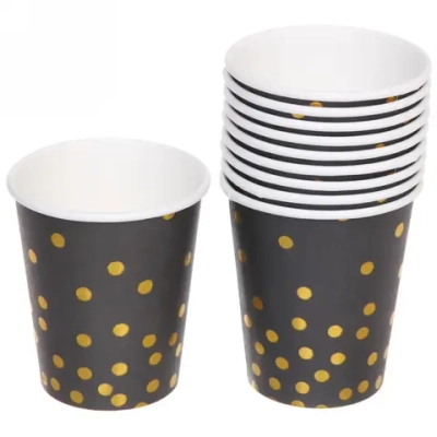 Стакан бумажный 0,2л в наборе 10 шт «Конфетти» черный