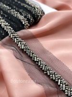 Тесьма на сетке стеклярус бисер графит 0,75 см