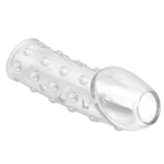 Прозрачная открытая насадка на пенис с бугорками - 19,8 см. (Цвет: прозрачный)