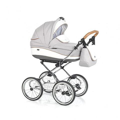 Детская коляска 3 в 1 Roan Emma E-54 (Светлый серый/Белая кожа)