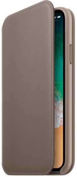 Клип-кейс Apple Leather Folio для iPhone X (платиново-серый)