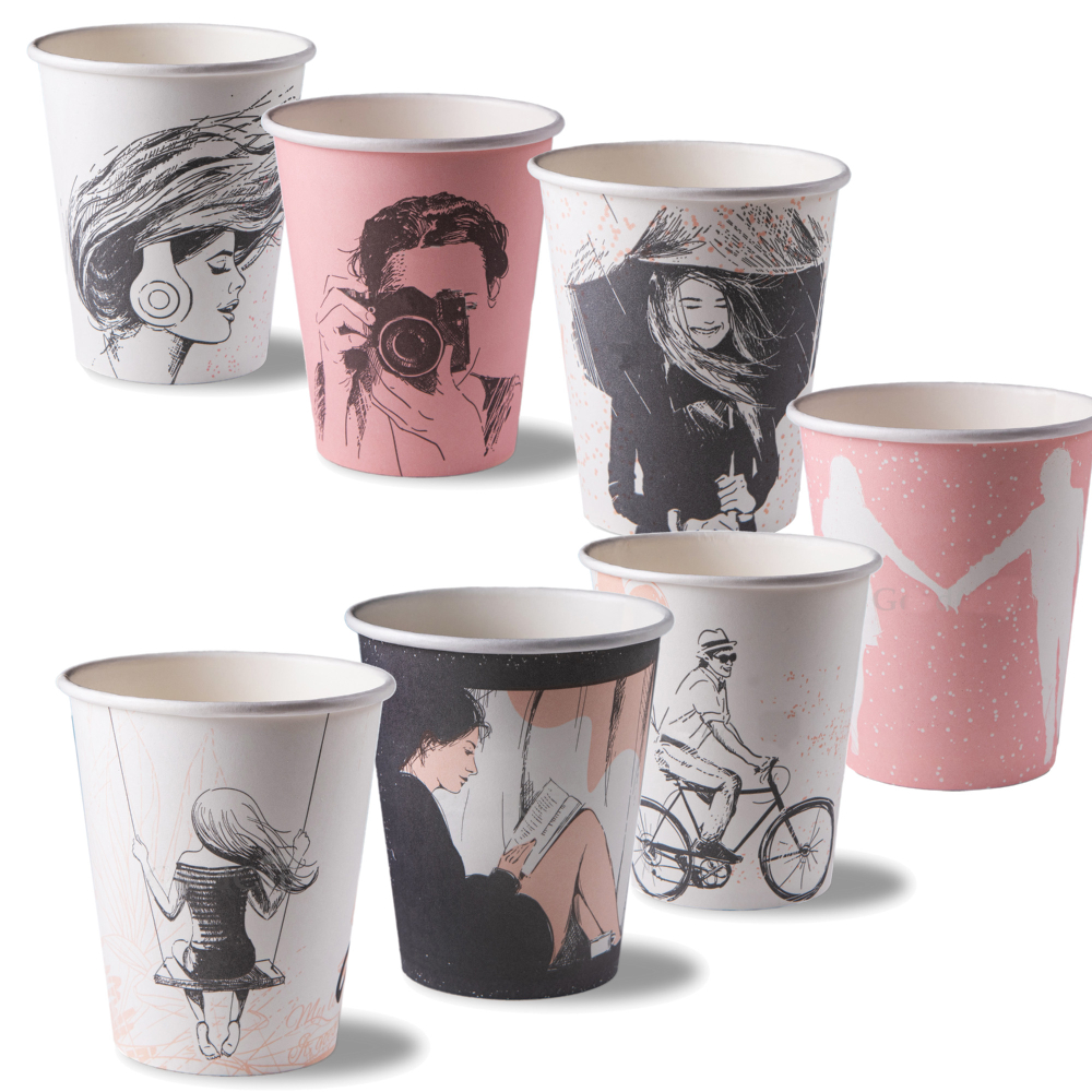 Стаканы бумажные однослойные 200/260мл SP9S "Пожелания" (50/1000шт)