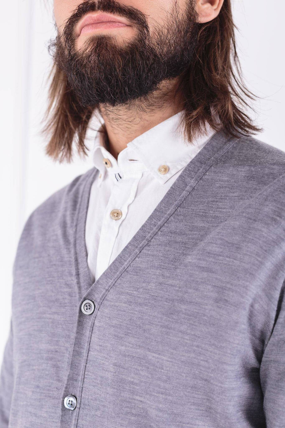 Хлопковый кардиган ff gg merino cardi Hackett London - серый(HM702068)