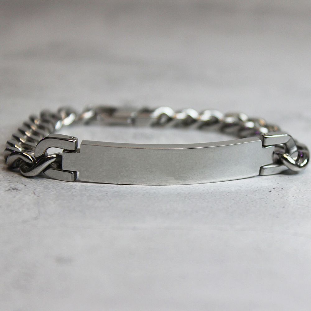 Стальной мужской браслет с гравировкой на заказ