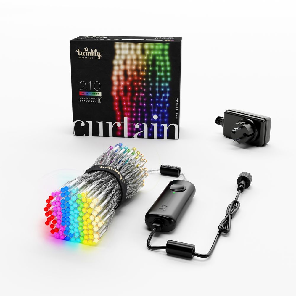 Гирлянда штора Twinkly Curtain (Multicolor + White edition) с 210 шт. RGB+W + BT + Wi-Fi 1,5 м x 2,1 м (TWW210SPP-TEU)