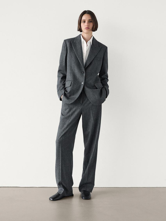 Massimo Dutti Костюмные брюки в елочку, черный