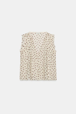 ZARA БЛУЗА В ГОРОШЕК, ЭКРЮ/КОРИЧНЕВЫЙ