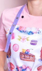 Фартук повара "Торты" с сиреневыми лямками