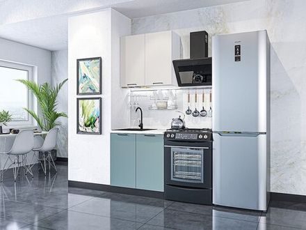 Прямая модульная кухня Флэт-03 Cashmere In 2S/Grey-green In 2S - Белый/Graphite 2140*800*600