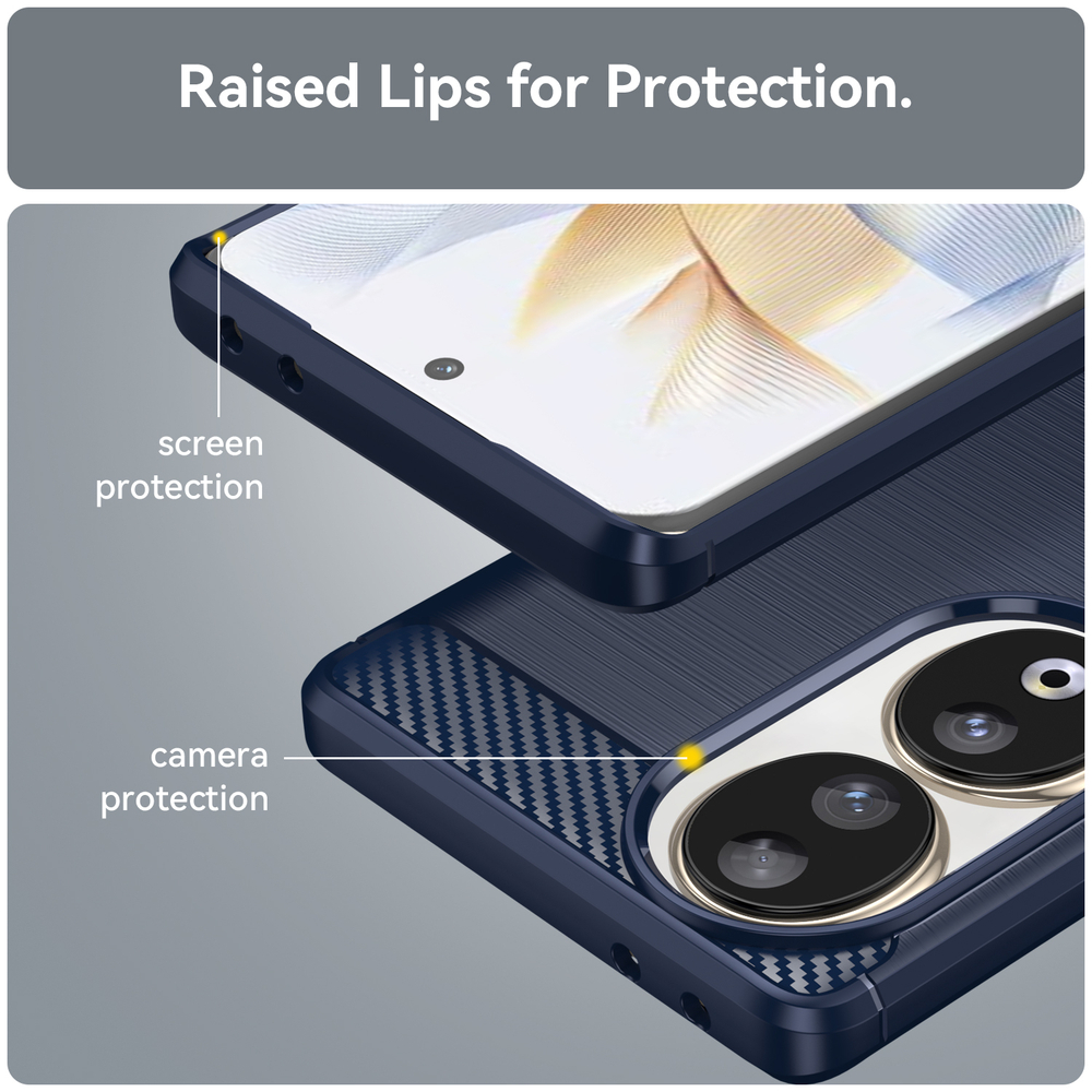 Чехол синего цвета с дизайном в стиле карбон для смартфона Honor 90, серия Carbon от Caseport
