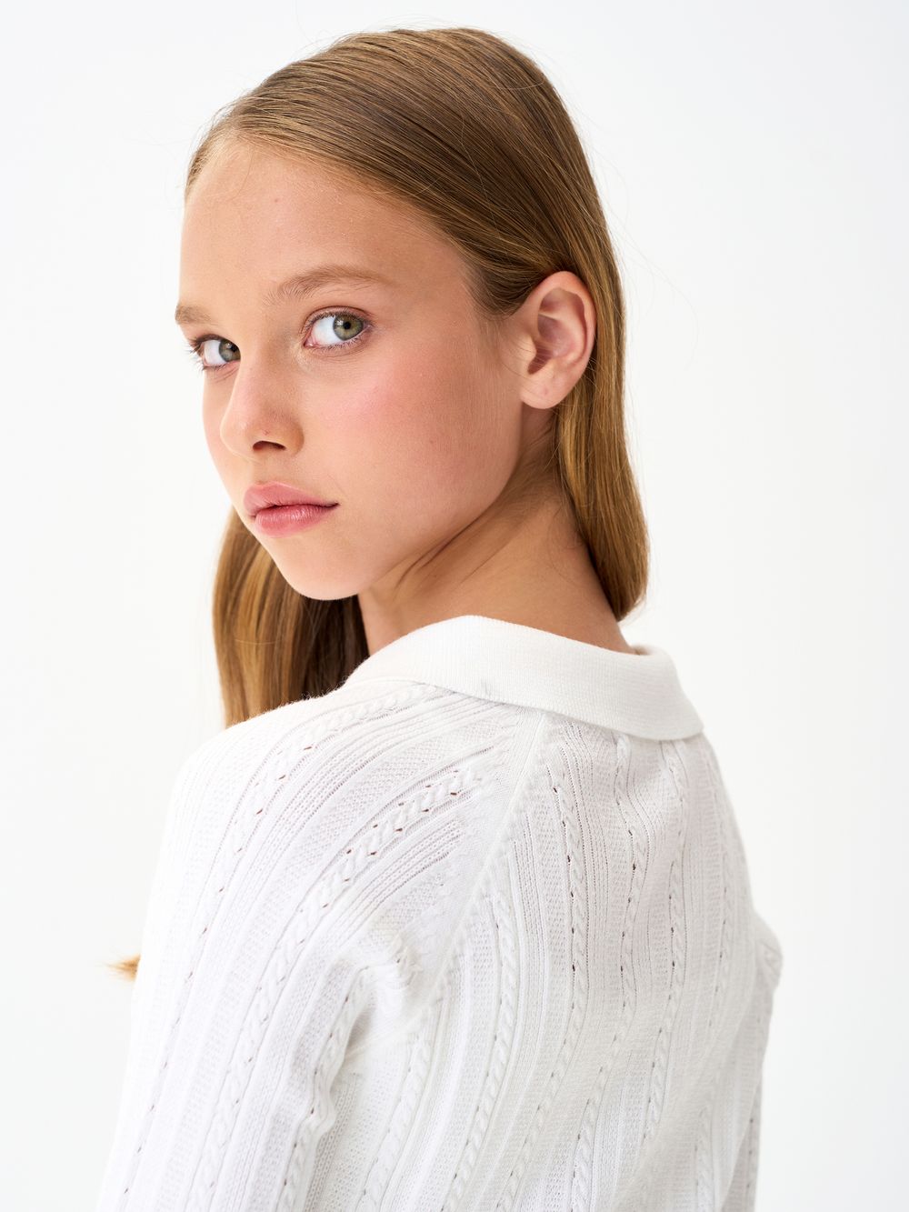 Джемпер поло для девочки 1327 белый