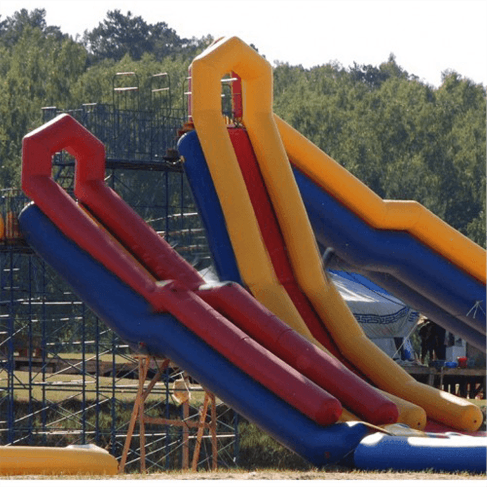 Надувная прямая водная горка для вышки (опоры) «Стрела» с двумя ступенями 12*2,5*5 м