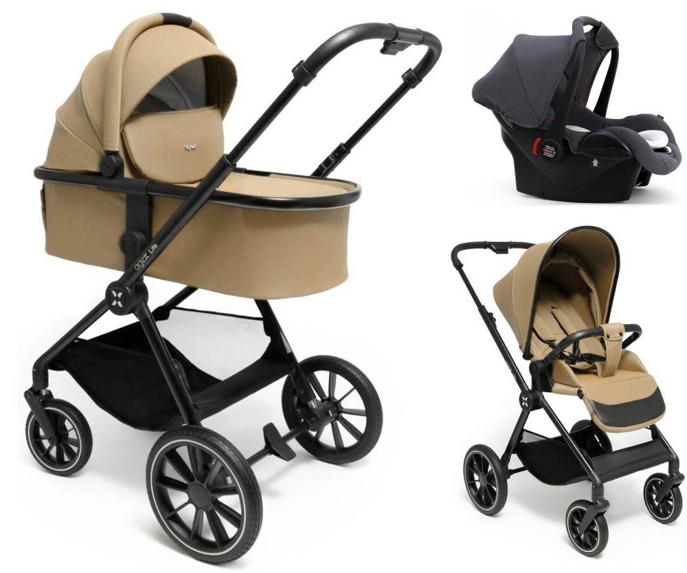 Коляска Agex Life 3 в 1 с автокреслом Simple Grey ALB269 Beige (Бежевый)