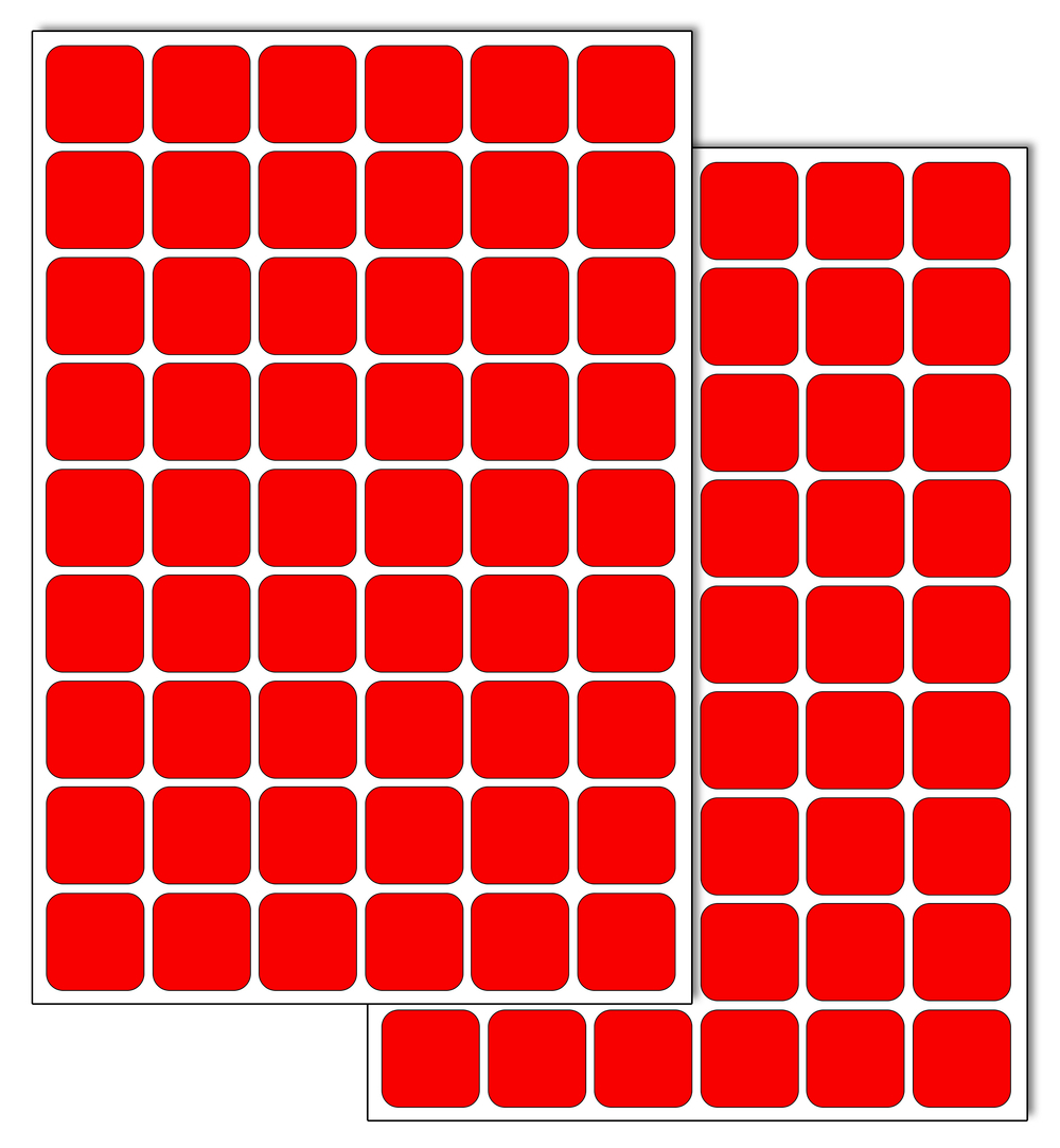 Красные виниловые наклейки для маркировки Policomprint М2, 20х20 мм.