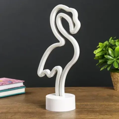 Неоновый светильник декоративный ночник на батарейках "Розовый фламинго"