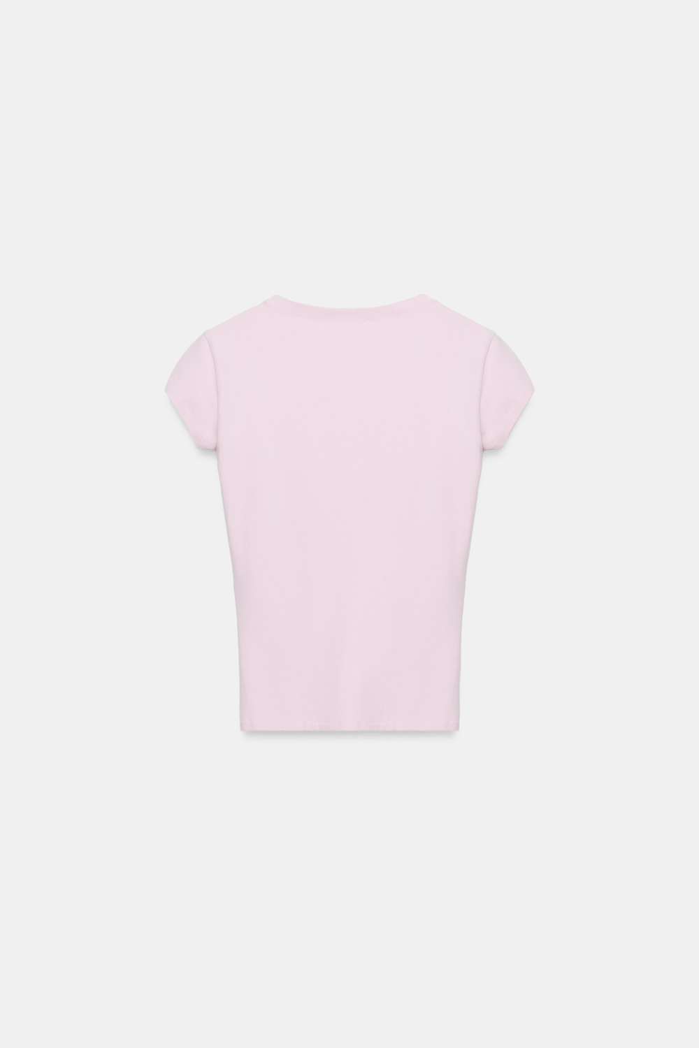 ZARA ФУТБОЛКА С V-ОБРАЗНЫМ ВЫРЕЗОМ, РОЗОВЫЙ