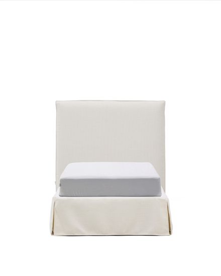Кровать Jaira из белого шенилла со съемным чехлом для матраса 90x200