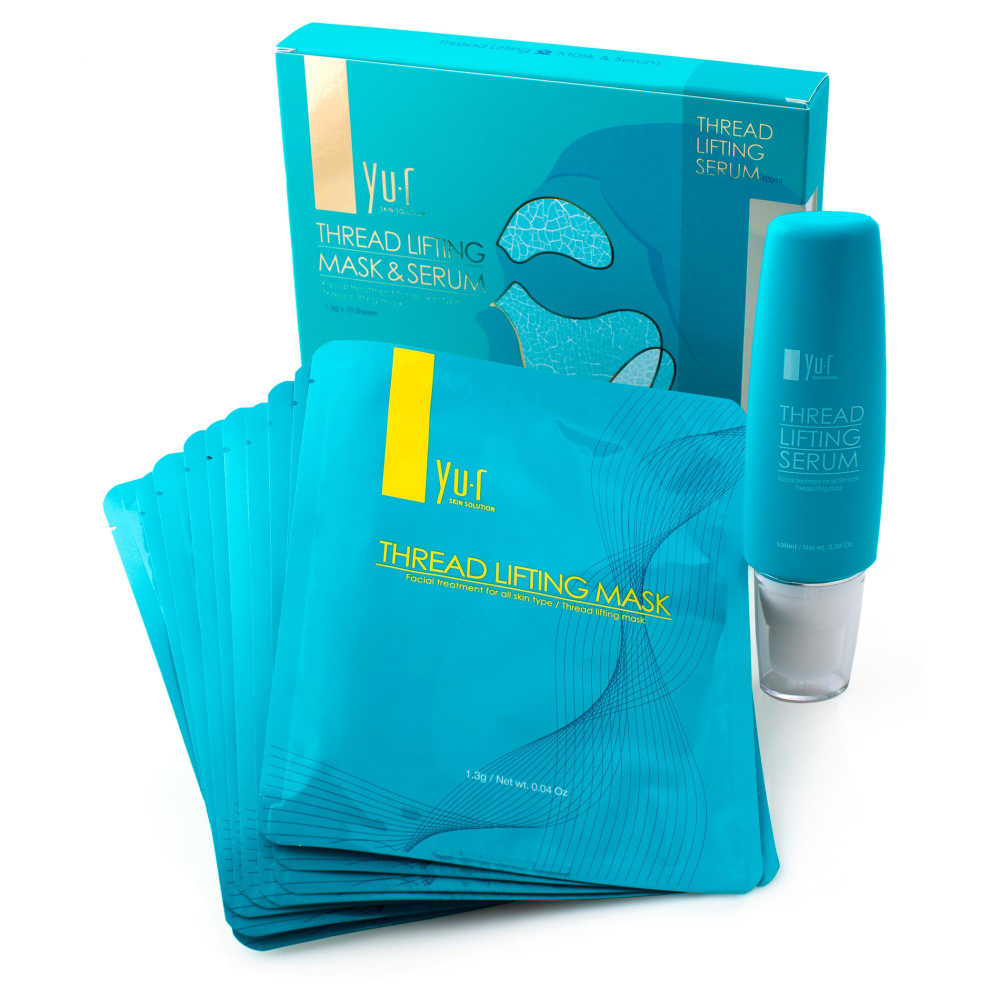 Yu.R Лифтинг комплекс для лица на основе нитевых масок - Thread Lifting Mask (гель+10 масок), 1 шт