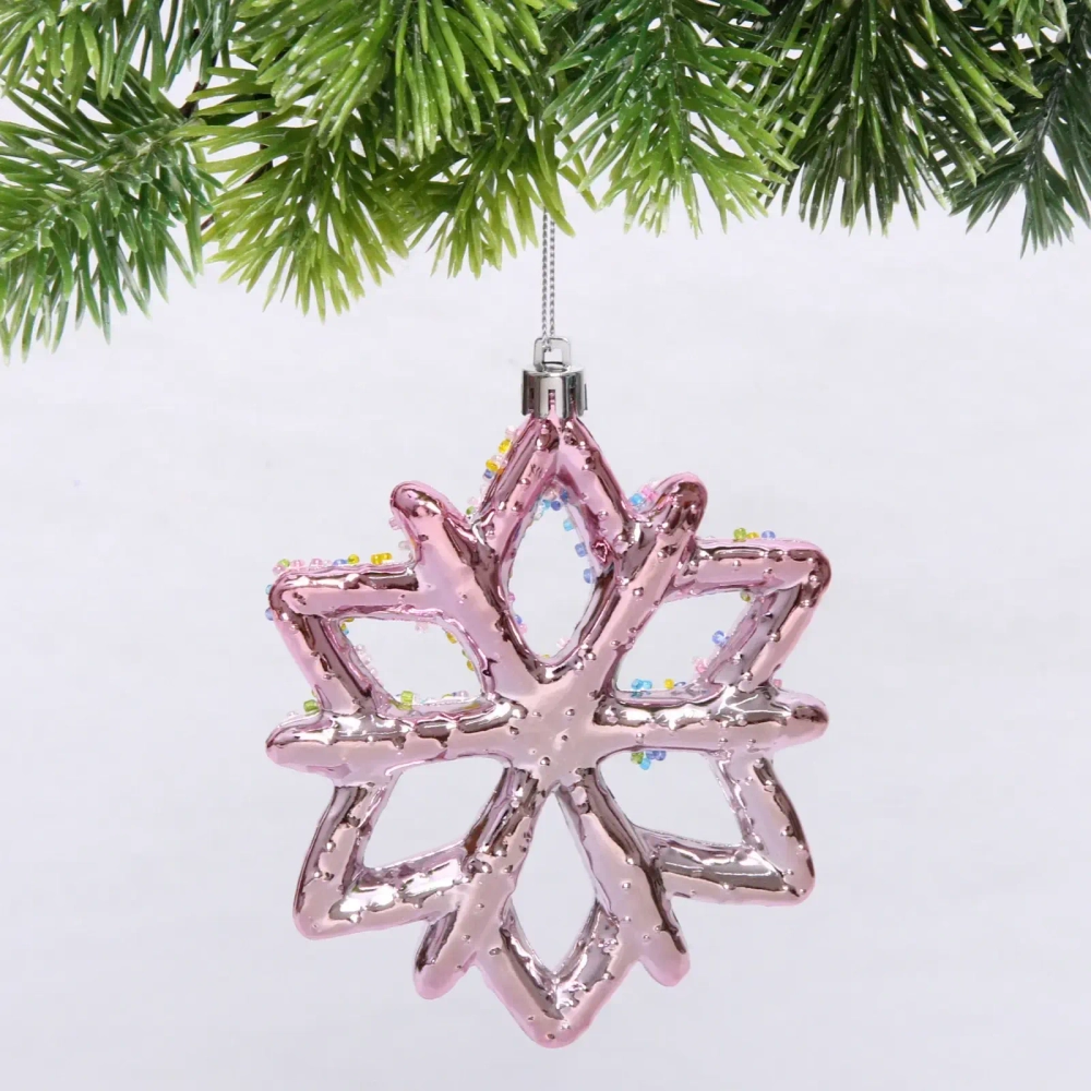 Елочная игрушка «Зимняя снежинка» 10*1*12 см, розовый