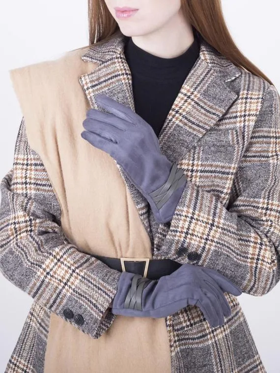 Перчатки женские, безразмерные, с утеплителем, цвет серый