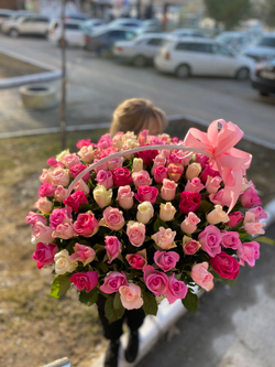 Корзина 101 роза Кения 32 см