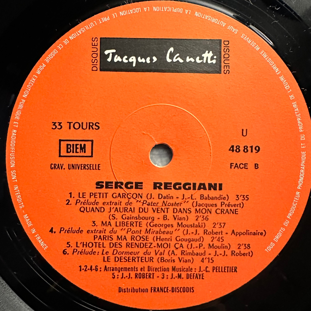 Serge Reggiani ‎– Album № 2 - Bobino (Франция)