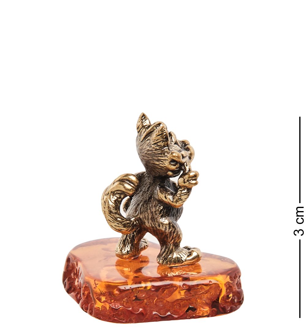 Народные промыслы AM-1753 Фигурка «Кот удивленный» (латунь, янтарь)