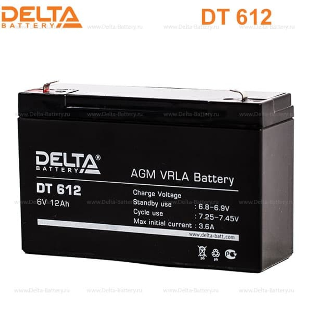 Аккумуляторная батарея Delta DT 612 (6V / 12Ah)