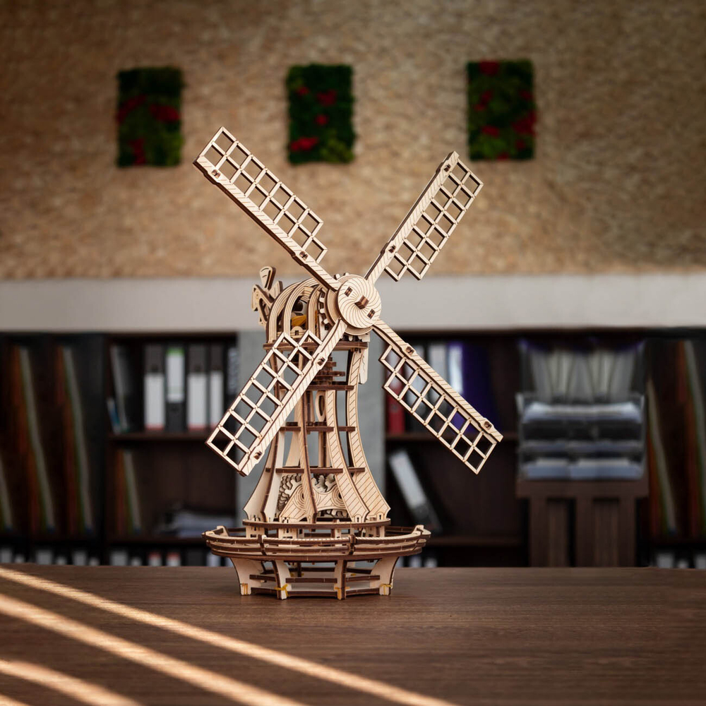 Деревянный конструктор Ветряная механическая мельница (EWA)