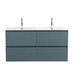 Тумба с раковиной подвесная BelBagno UNO-1200-4C-SO-AO Голубой матовый, раковина белая BB-8099-120-2 с 2-я чашами