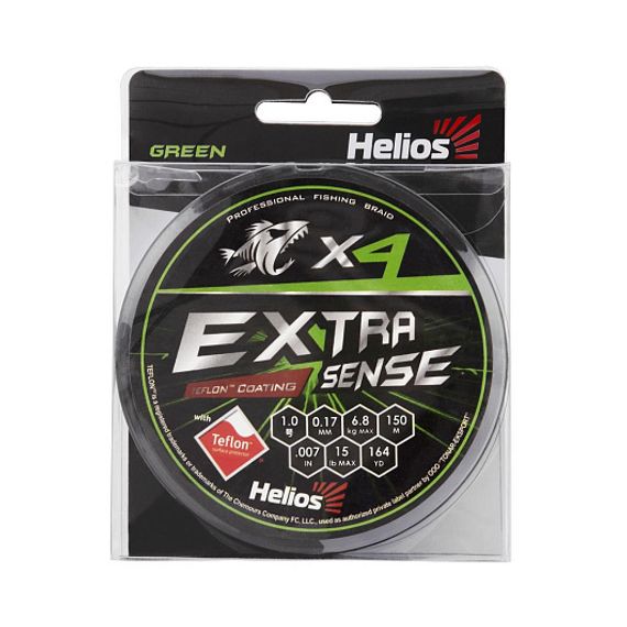 Шнур Helios Extrasense X4 PE Green 150m   1/15LB 0.17mm (HS-ES-X4-1/15LB)
