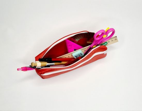 Школьный пенал с 2 отделениями, сиреневый, 11 предметов