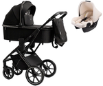 Детская коляска Peppy Tecla 3 в 1 с автокреслом Rise Milk Shadow Black Chrome Edition (Черный)