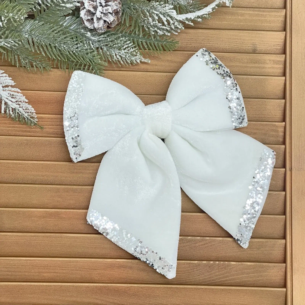 Бант на ёлку «Блеск» 20*25 см, микс (белый/молочный)