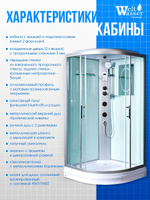 Душевая кабина WeltWasser без силикона (90х90) прозрачное стекло, поддон низкий, крыша, гидромассаж