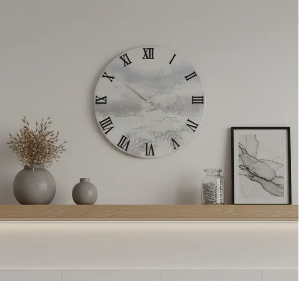 Часы настенные "Серебро" подарочные ручной работы