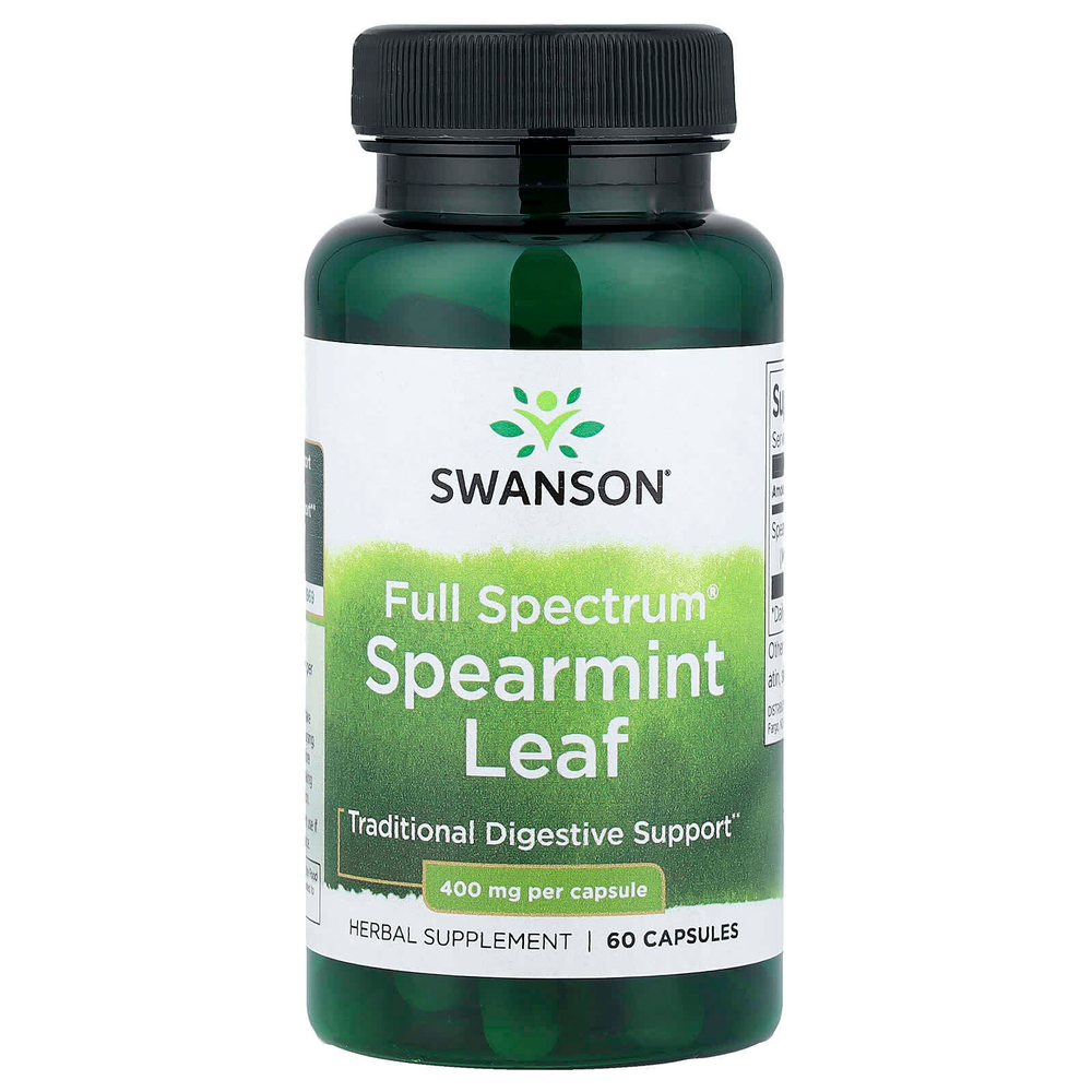 Swanson, Full Spectrum®, лист мяты кудрявой, 400 мг, 60 капсул
