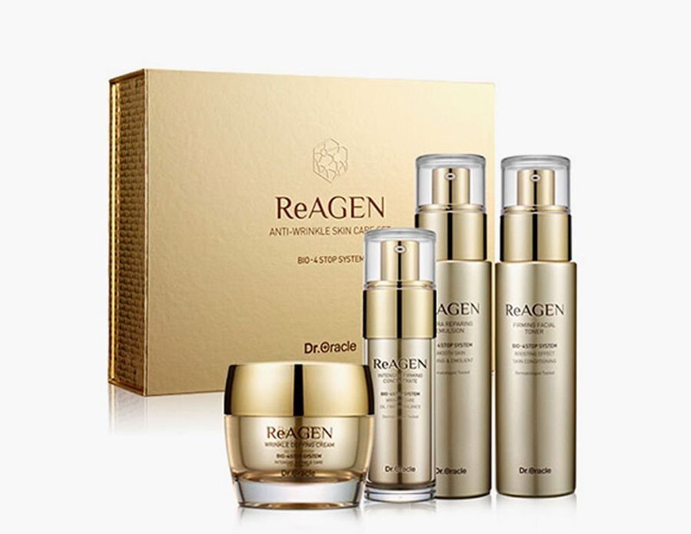 Dr Oracle ReAGEN Skin Care Set ReAGEN Набор для антивозрастного ухода за кожей (тоник + эмульсия + крем для век + крем для лица+ сыворотка) (Доктор Оракл) 120+120+20+50+30