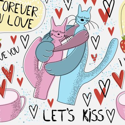 Обнимающиеся котики