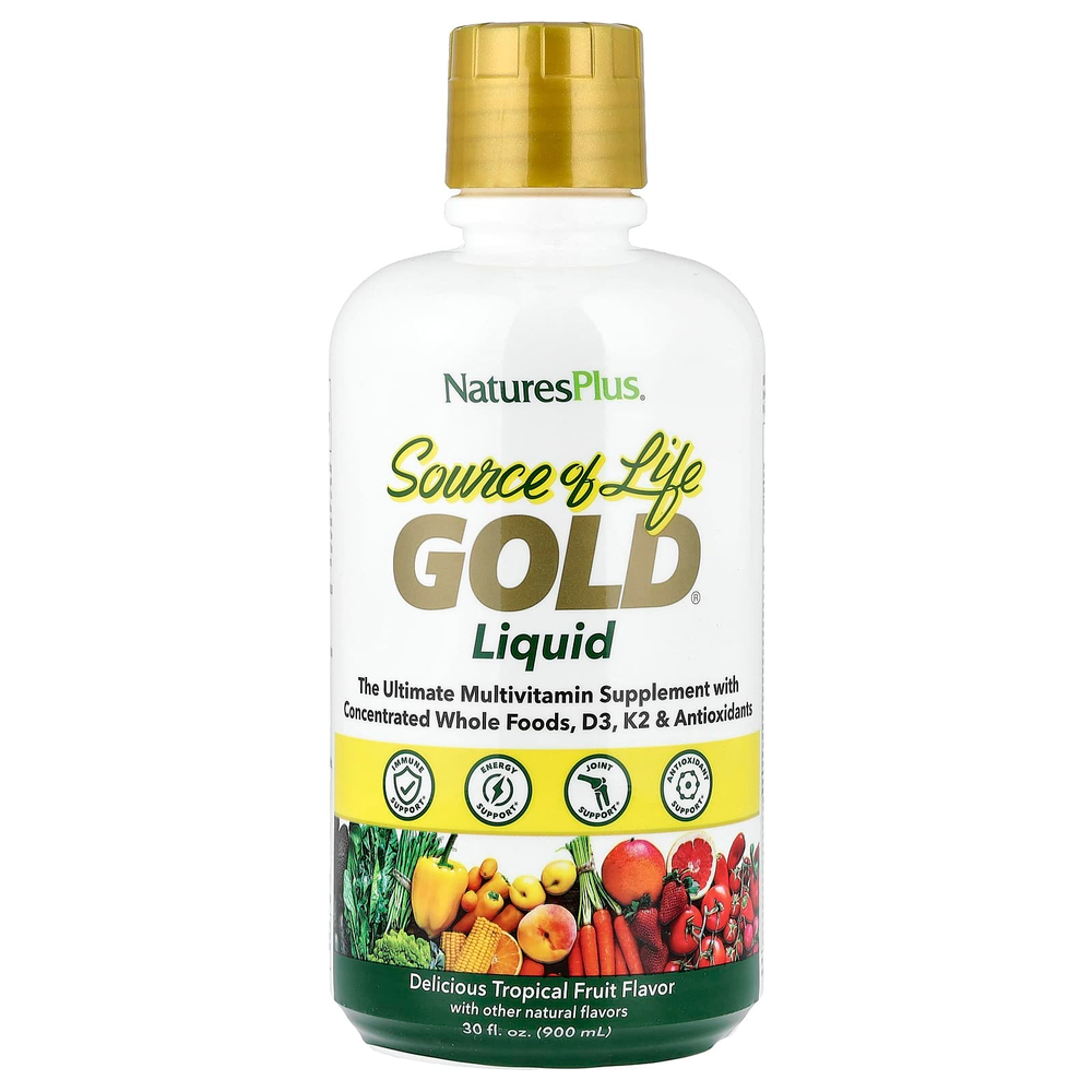 NaturesPlus, Source of Life®, Gold Liquid, тропические фрукты, 887,10 мл (30 жидк. Унций)