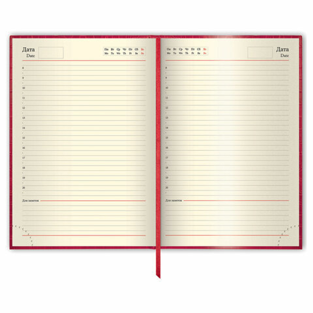 Ежедневник недатированный А5 (138х213 мм) BRAUBERG "Comodo", под матовую крокодиловую кожу, 160 л, крем. блок, зол. срез, красный, 123840
