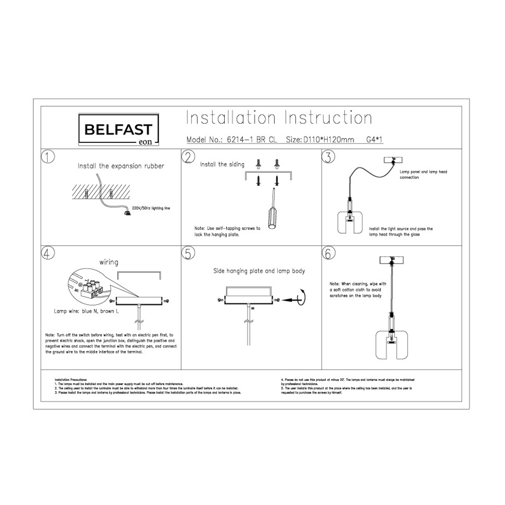 Подвесной светильник Belfast Pansy 6214-1 BR CL Латунь / Стекло / Прозрачный