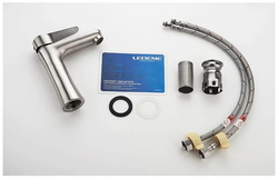 Смеситель для умывальника с гайкой (нерж) (1/10) Ledeme L71002