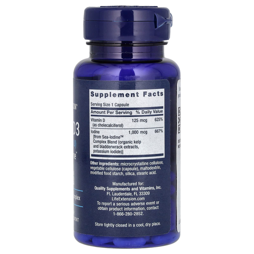 Life Extension, витамин D3 с Sea-Iodine, 125 мкг (5000 МЕ), 60 капсул